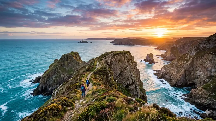A dramatic sunset over the West Wales coastline